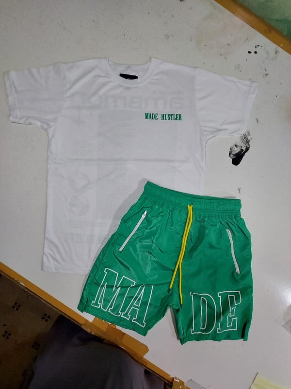 “Made Hustler” Short Set Green